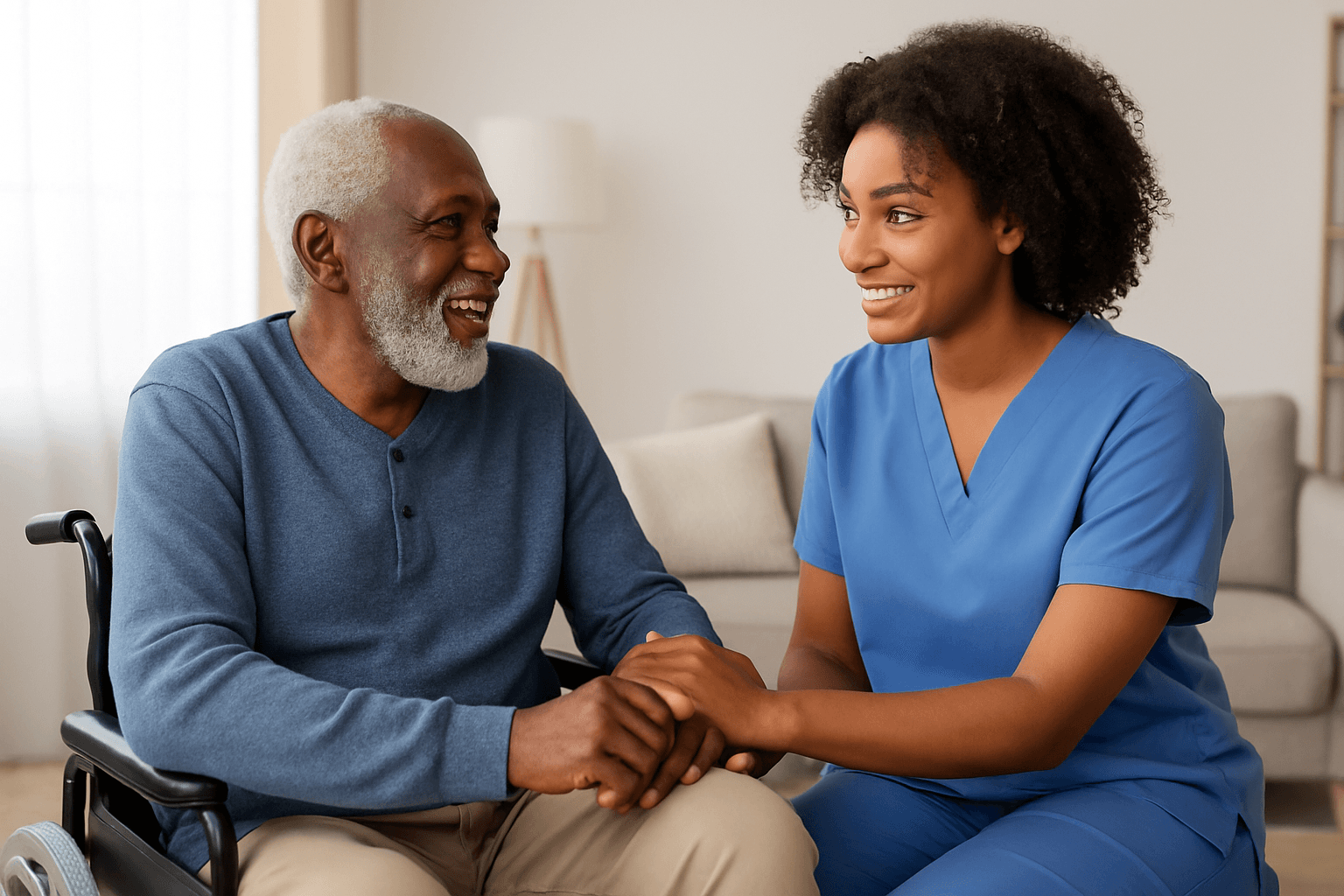 Caregiver supporting a client